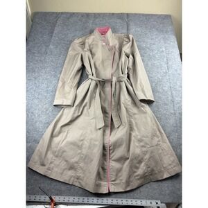 VTG Women's 14 Trench CoatBeige Pink Piping Y2K‎ 2000s Preppy Girly Gossip Girl